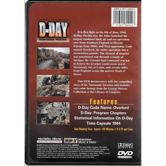 D-DAY Code Name Overlord With Combat Veteran Interviews DVD 4357 - Picture 2 of 2